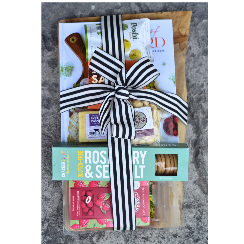 charcuterie board with meats, cheese, nets, olives