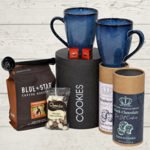cookie jar and coffee with mugs