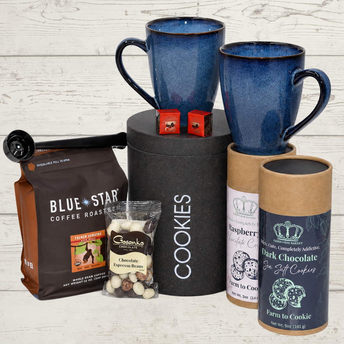 cookie jar and coffee with mugs