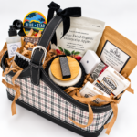 Columbia Reserve Basket basket filled with coffee, apples, candle and other things