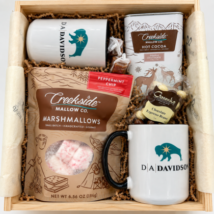 box with hot cocoa and marshmallows